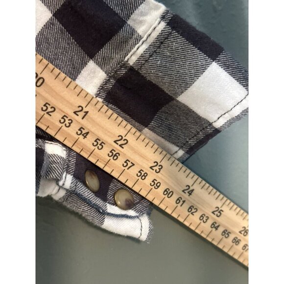 Jach's Girlfriend Black White Buffalo Plaid Women's Small Comfort Stretch Button - Picture 7 of 9